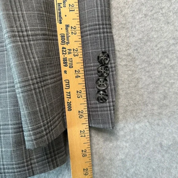 Linea Uomo Mens Grey Glen Plaid 3-Piece Performance Suit 38 Long 32 Waist Wool